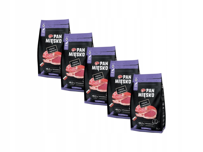 Karma dla psa Pan Mięsko Cielęcina z jagnięciną M 5 x 3 kg