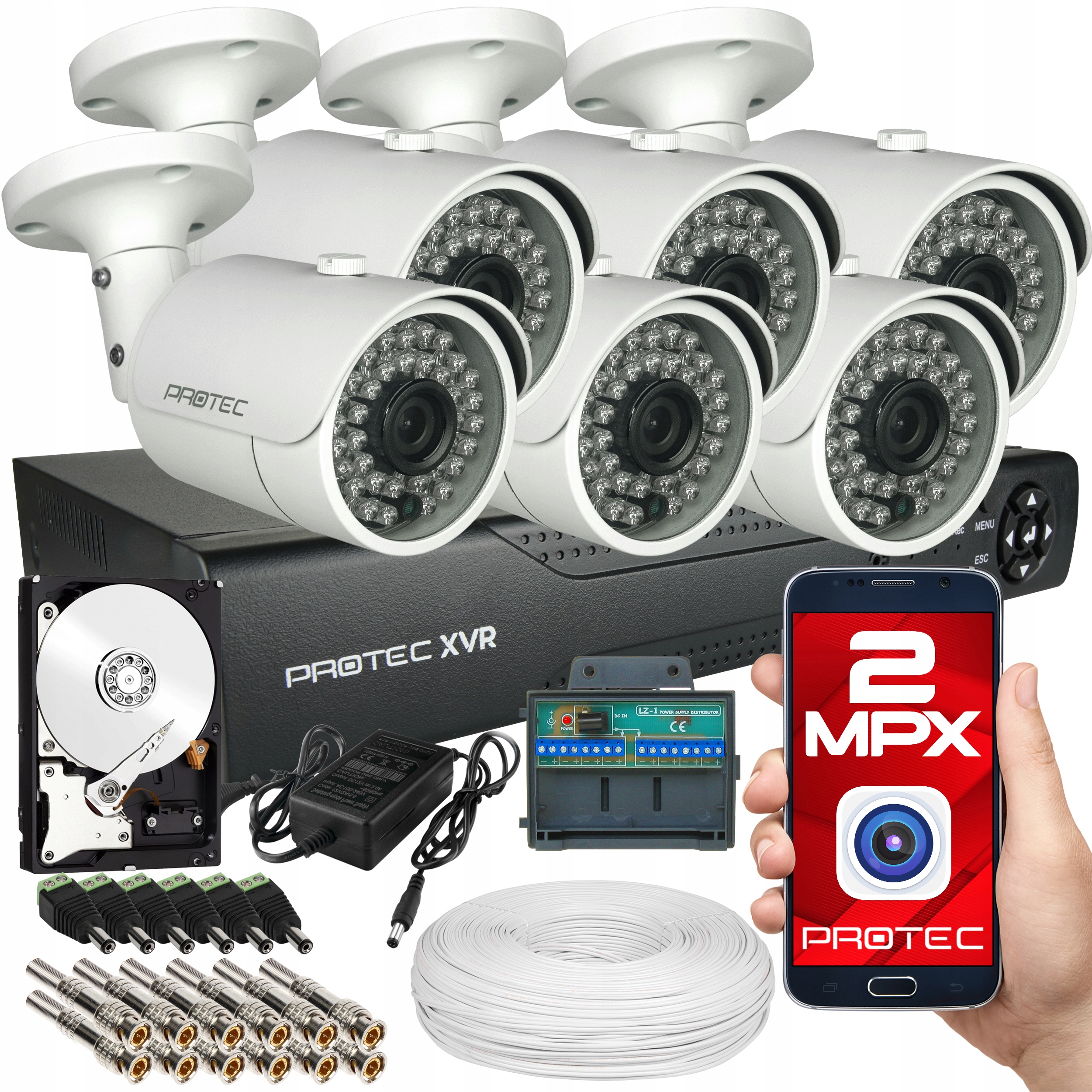 MONITORING ZESTAW 6 KAMER ZEWNĘTRZNE IR KOMPLET