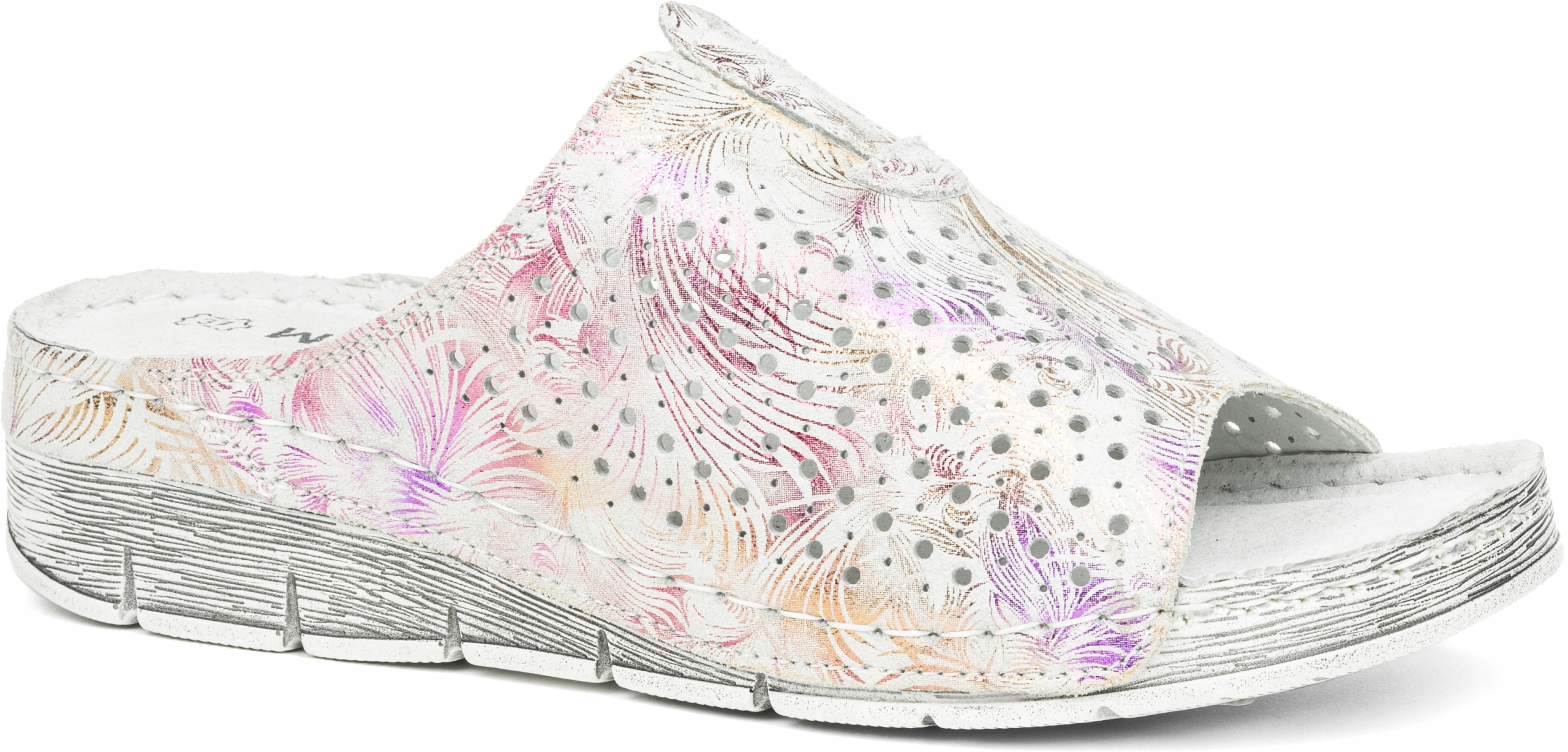 Nazouváky na klínku Kožené ažurové, elegantní, pěkné vícebarevné Wojtyłko 40