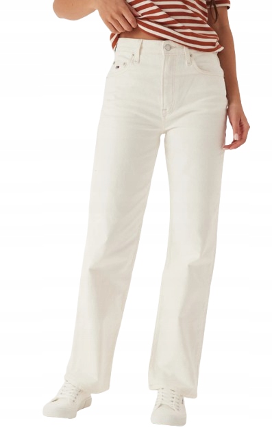 Tommy Jeans Bílé Džíny Straight Dlouhé Na Zip 29/34 Ktg