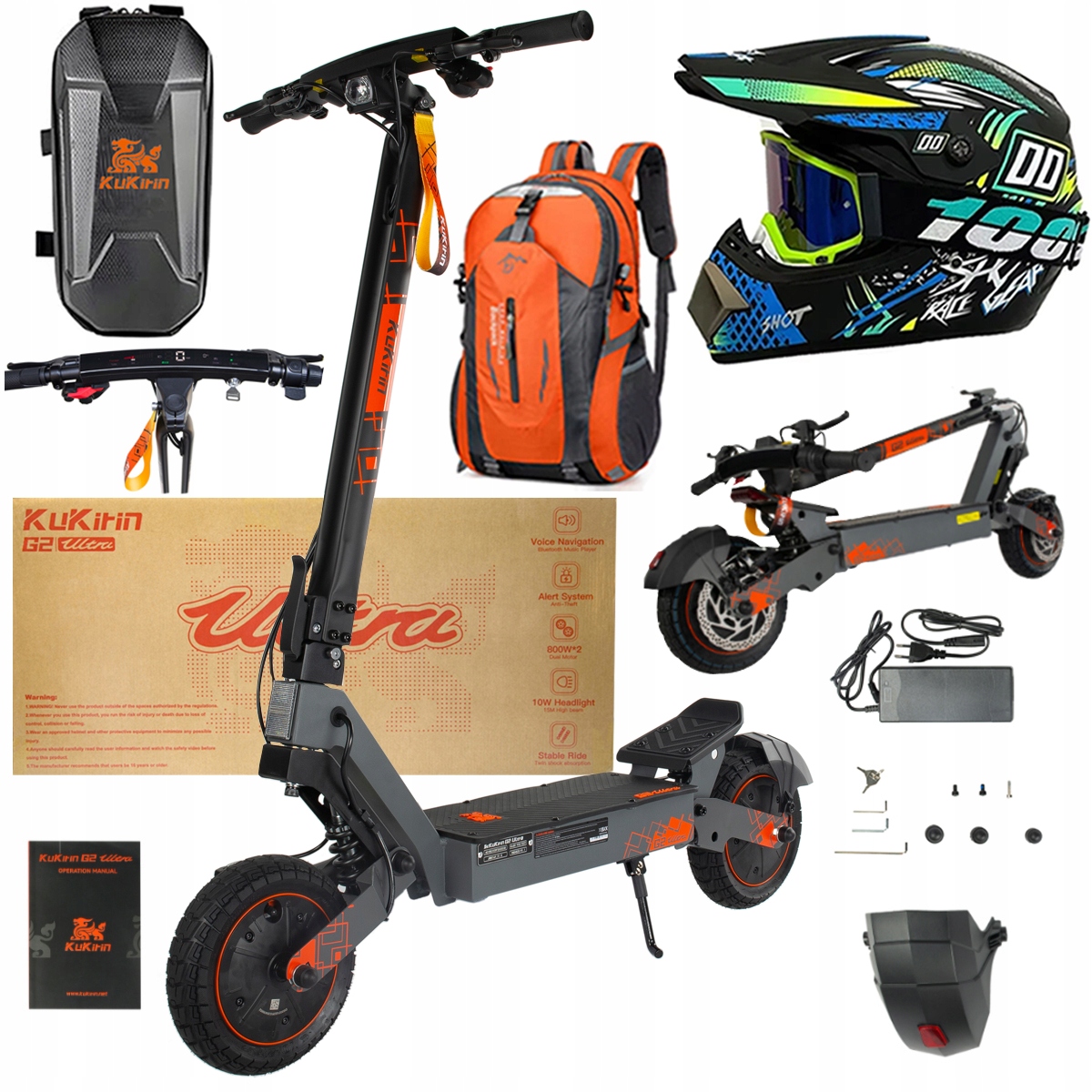 Kukirin G2 Ultra elektrické vozidlo 2000W 55km/h 55KM 48V18Ah 10" dárky