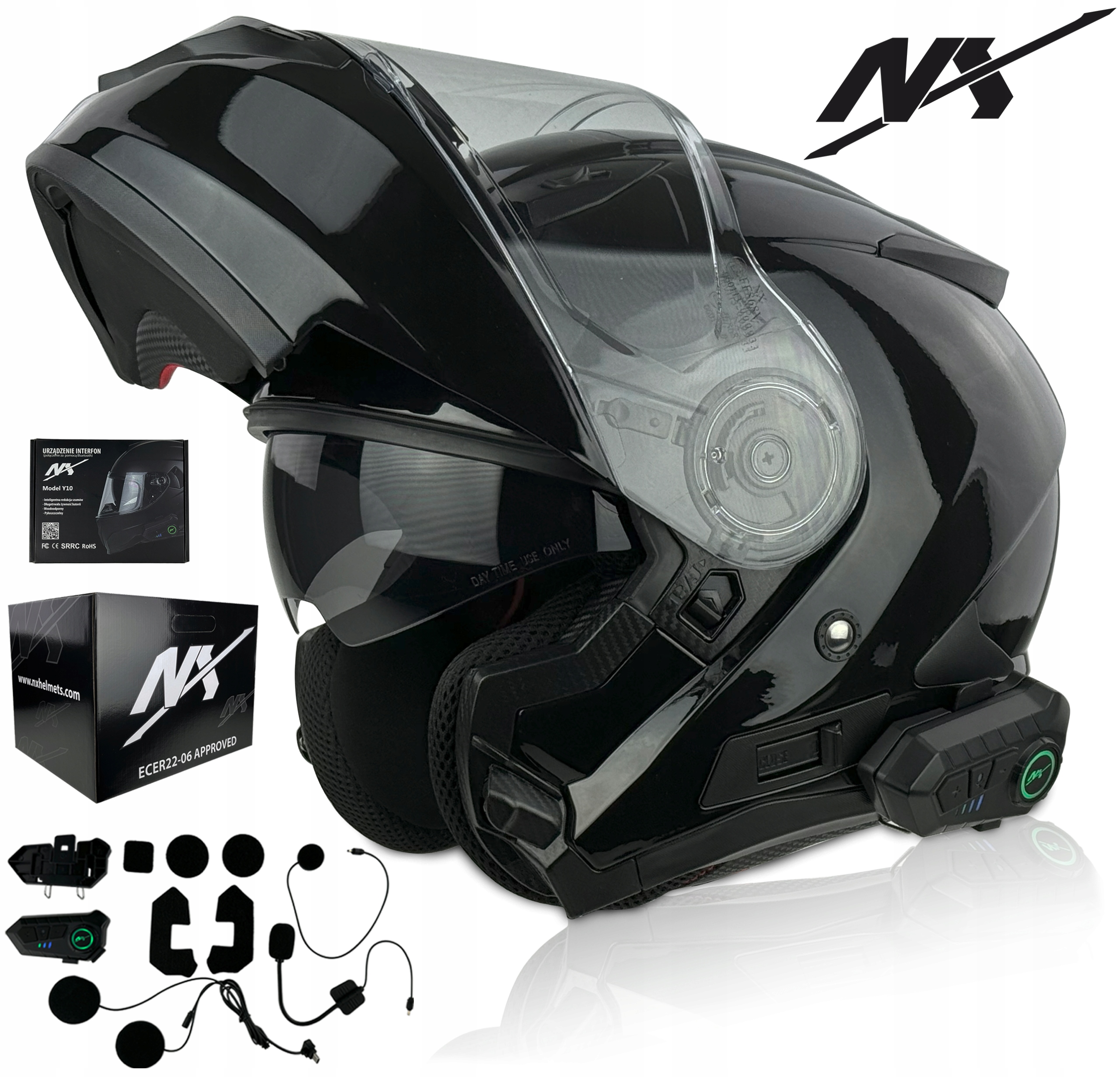 KASK MOTOCYKLOWY NX TOURISM r.XL +NX INTERFON|BLUETOOTH |ZESTAW SŁUCHAWKOWY