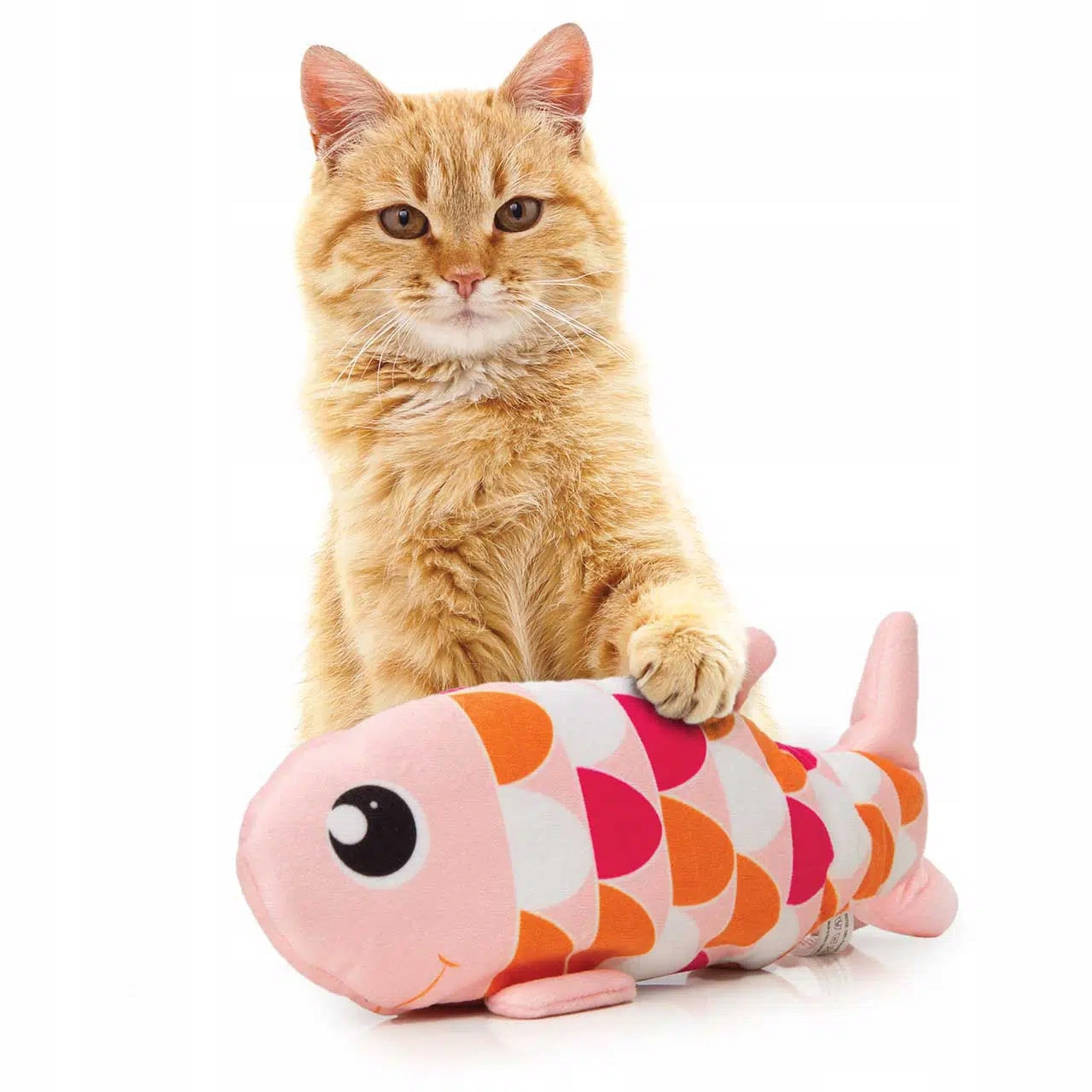 Groovy fish, hračka pro kočky , růžová, 25 cm, s šantou kočičí, dobíjecí přes Usb