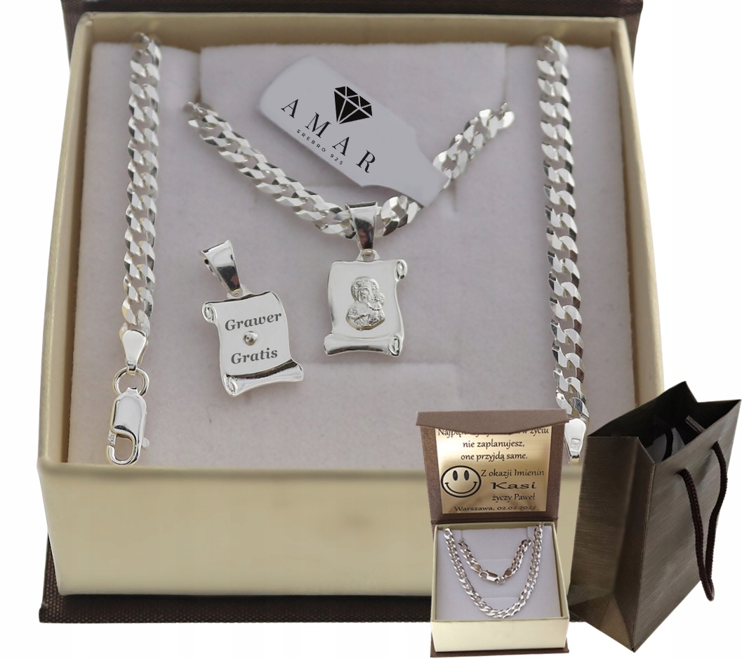 Stříbrný Plný Řetízek Dámský Pancíř S Přívěskem Ryzost 925 Gravírování Bonus