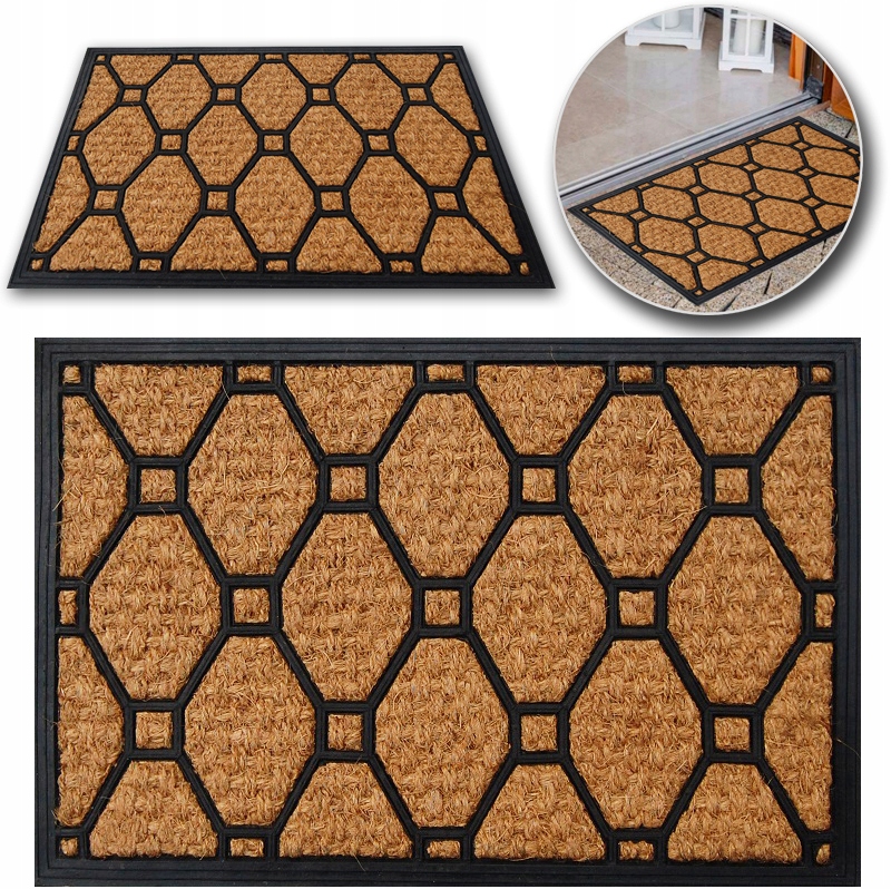 WYCIERACZKA WEJŚCIOWA DO BUTÓW POD DRZWI KOKOS MATA ZEWNĘTRZNA GUMOWA 45x75