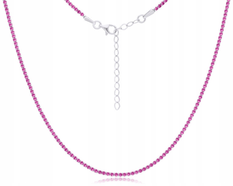 Stříbrný náhrdelník kolia tmavě růžové kameny pro ženy pr.925