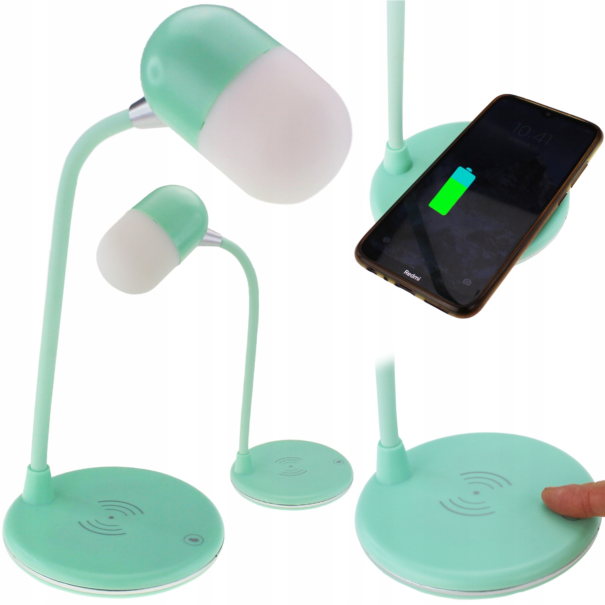 Noční Stolní Lampa Led Indukční Nabíječka Bluetooth Reproduktor 3V1