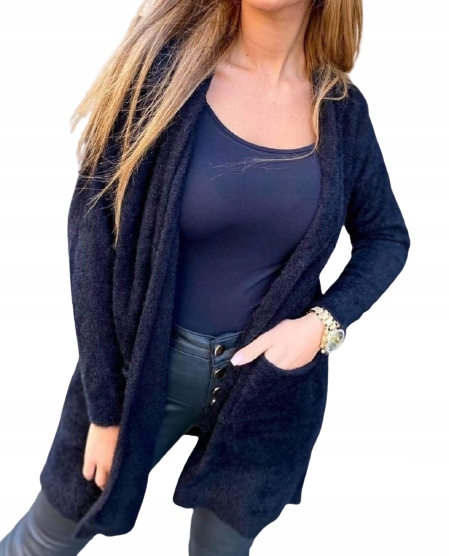 

Kardigan moherowy sweter czarny