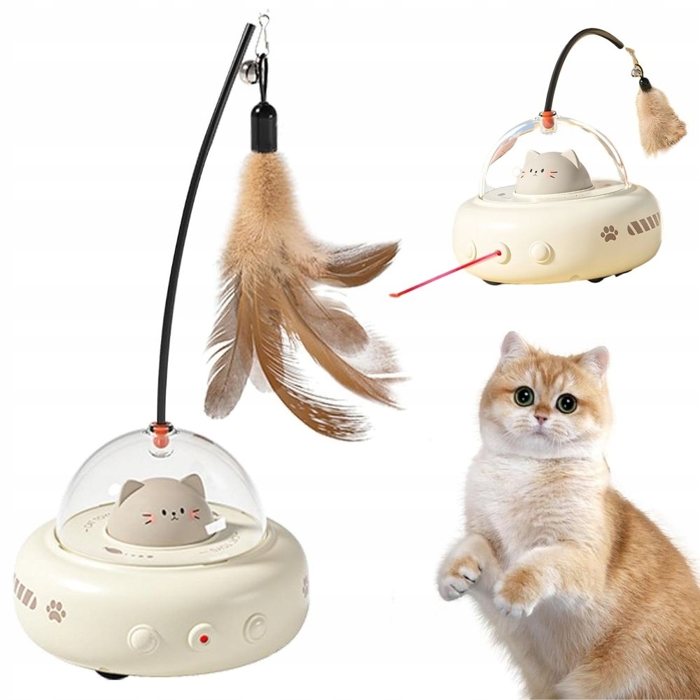 Levně Interaktivní Hračka Pro Kočky Laser S Pírkem Pro Samostatnou Hru Usb