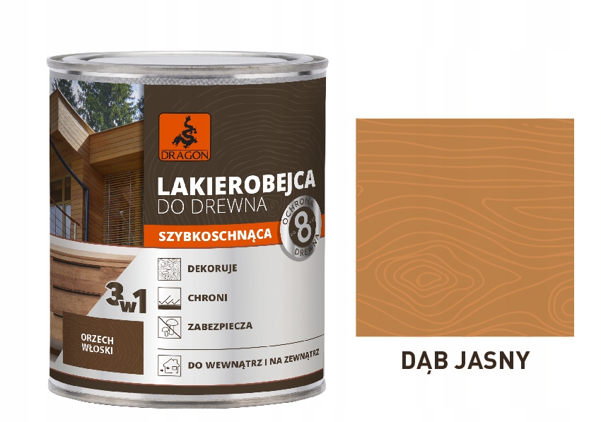 Lakierobejca 3w1 do drewna Dragon 700 ml DĄB JASNY