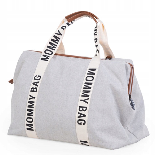 CHILDHOME TORBA MOMMY BAG SIGNATURE BEŻOWA Wzór dominujący napisy