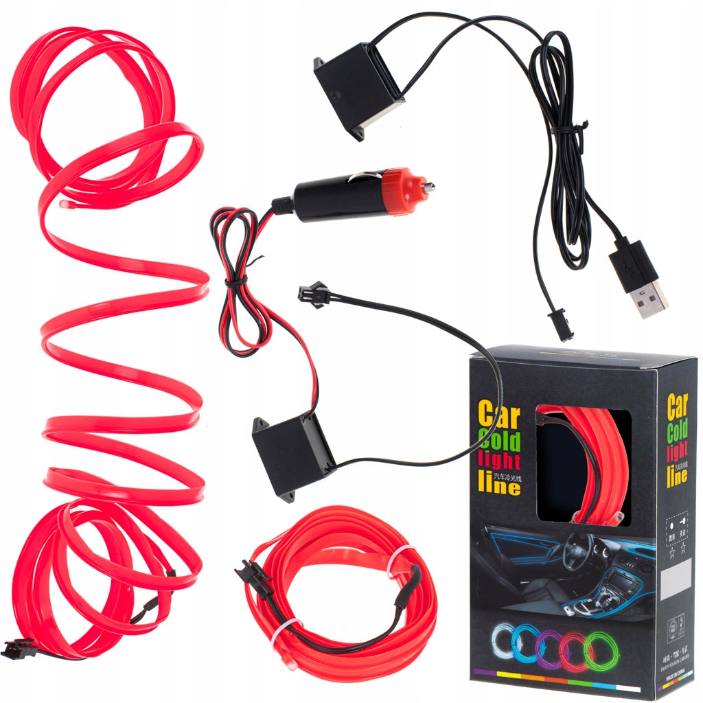 

Oświetlenie ambientowe Led do auta 12V 3m czerwona