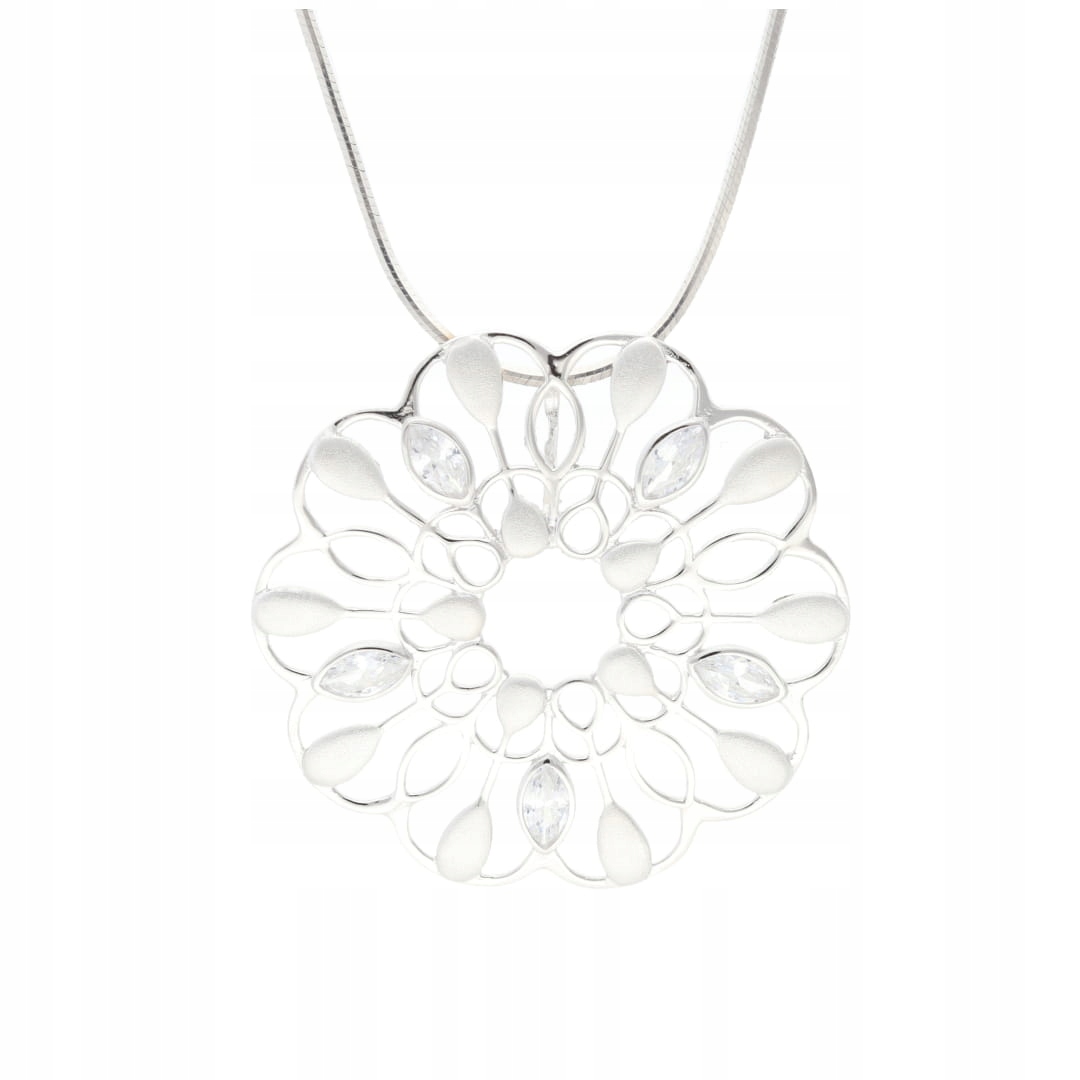 Květinový přívěsek se zirkony, stříbro, satinované