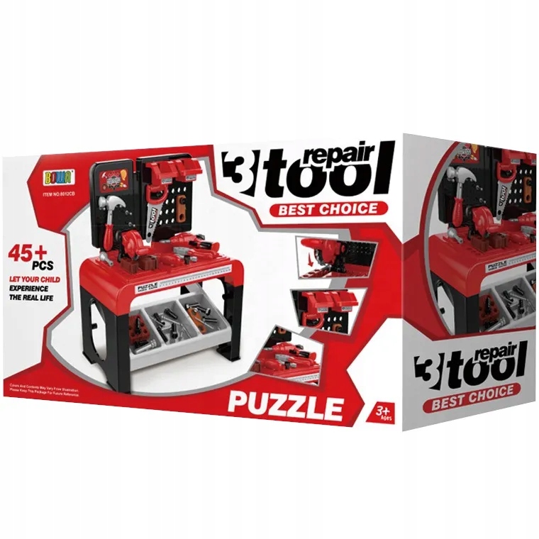 DUŻY WARSZTAT dla DZIECI 45 elementów STOLIK PIŁA x2 WIERTARKA MŁOTEK ++ Certyfikaty, opinie, atesty CE