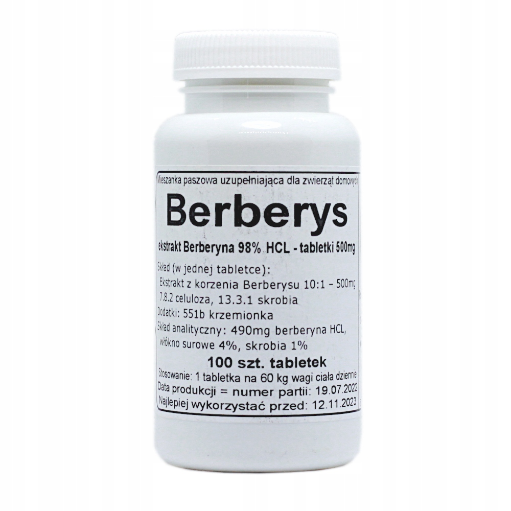 Podkowa Berberys ekstrakt Berberyna 98% Hcl 500mg 100 sztuk