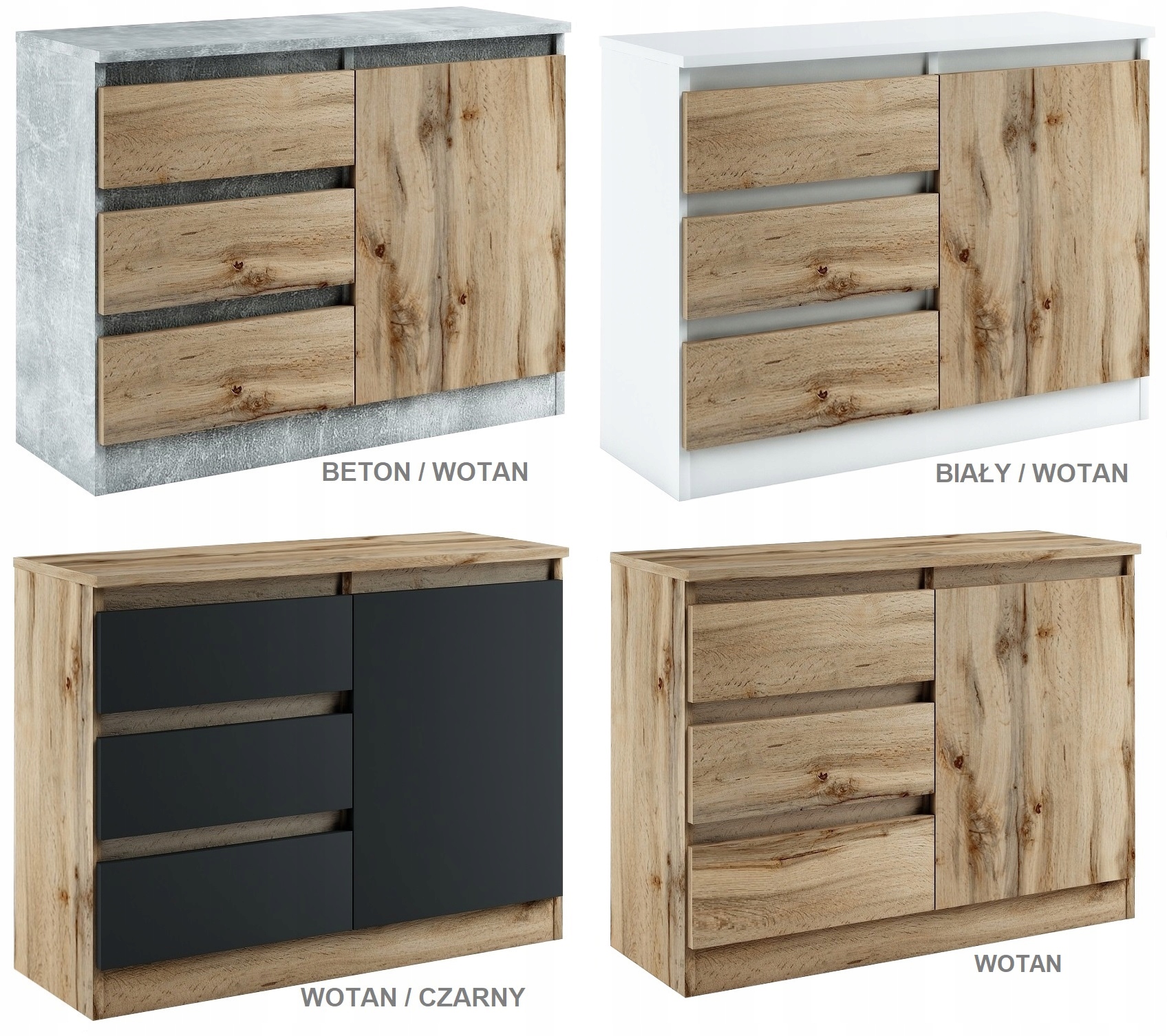 014-021 KOMODA B1d3s/100 cm - SONOMA Szerokość mebla 100 cm