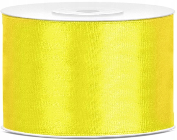 WSTĄŻKA TASIEMKA SATYNOWA ATŁASOWA 50mm x 25m Żółta