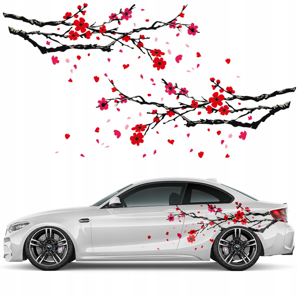 2xNALEPKA Grafika na auto Motív Kvety Čerešne Japan Flowers 138x47 Tlač