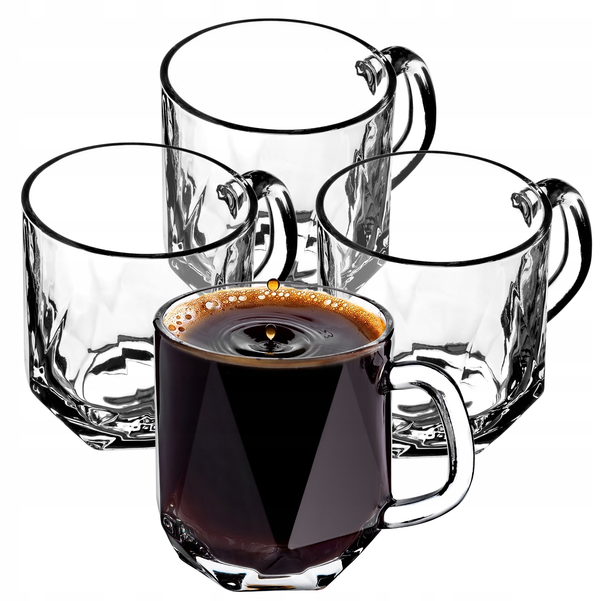 

Szklanki 300ml Do Kawy Herbaty Z Uchem Zestaw 4szt