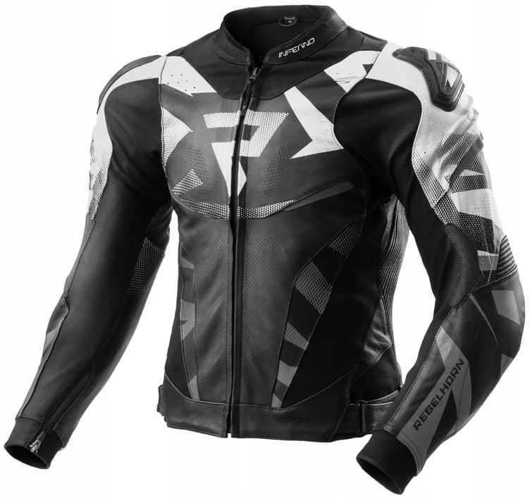 Rebelhorn Inferno Black White Pánska Kožená Motocyklová Bunda, Biela
