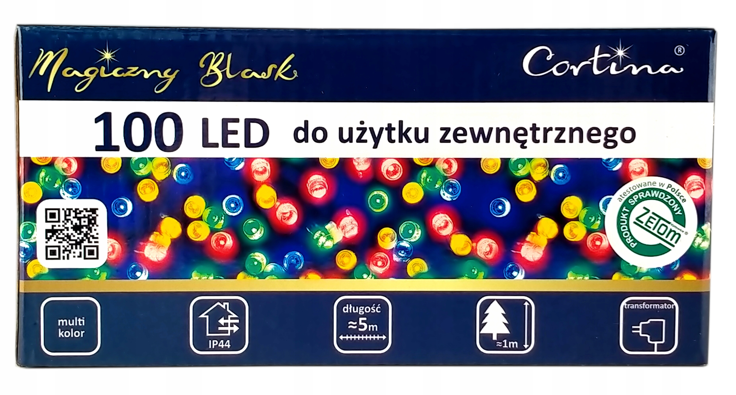 LAMPKI CHOINKOWE 100 LED MULTI KOLOROWE ZEWNĘTRZNE ŚWIATEŁKA ŚWIĄTECZNE Długość 500 cm