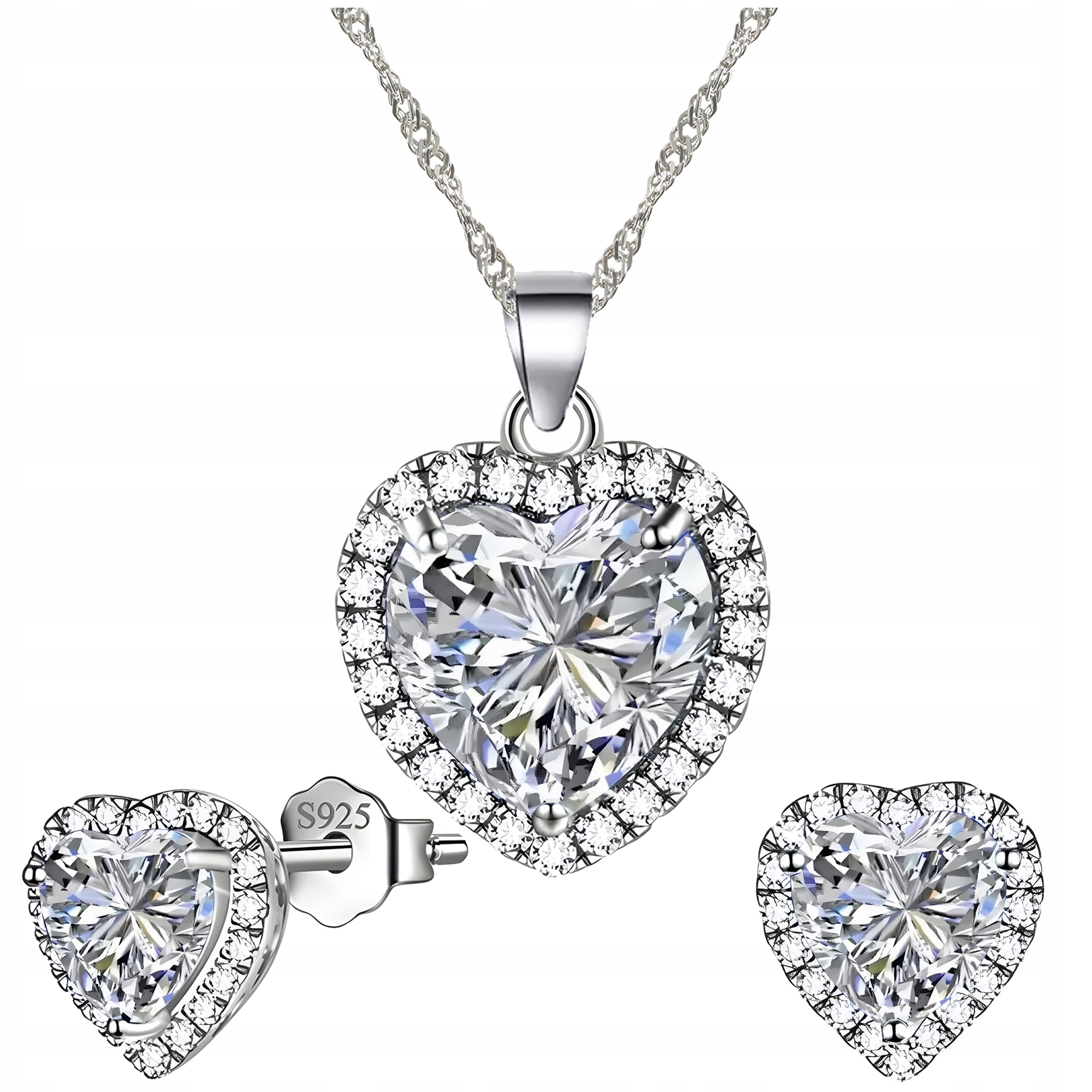 Sada stříbrných šperků 925 Srdce oceánu s zirkony Sada na Dárek