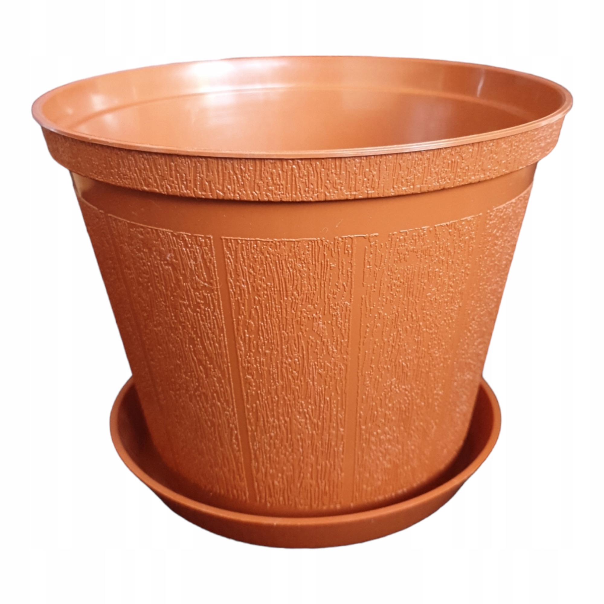 

Doniczka okrągła z podstawką 15cm jasny brąz
