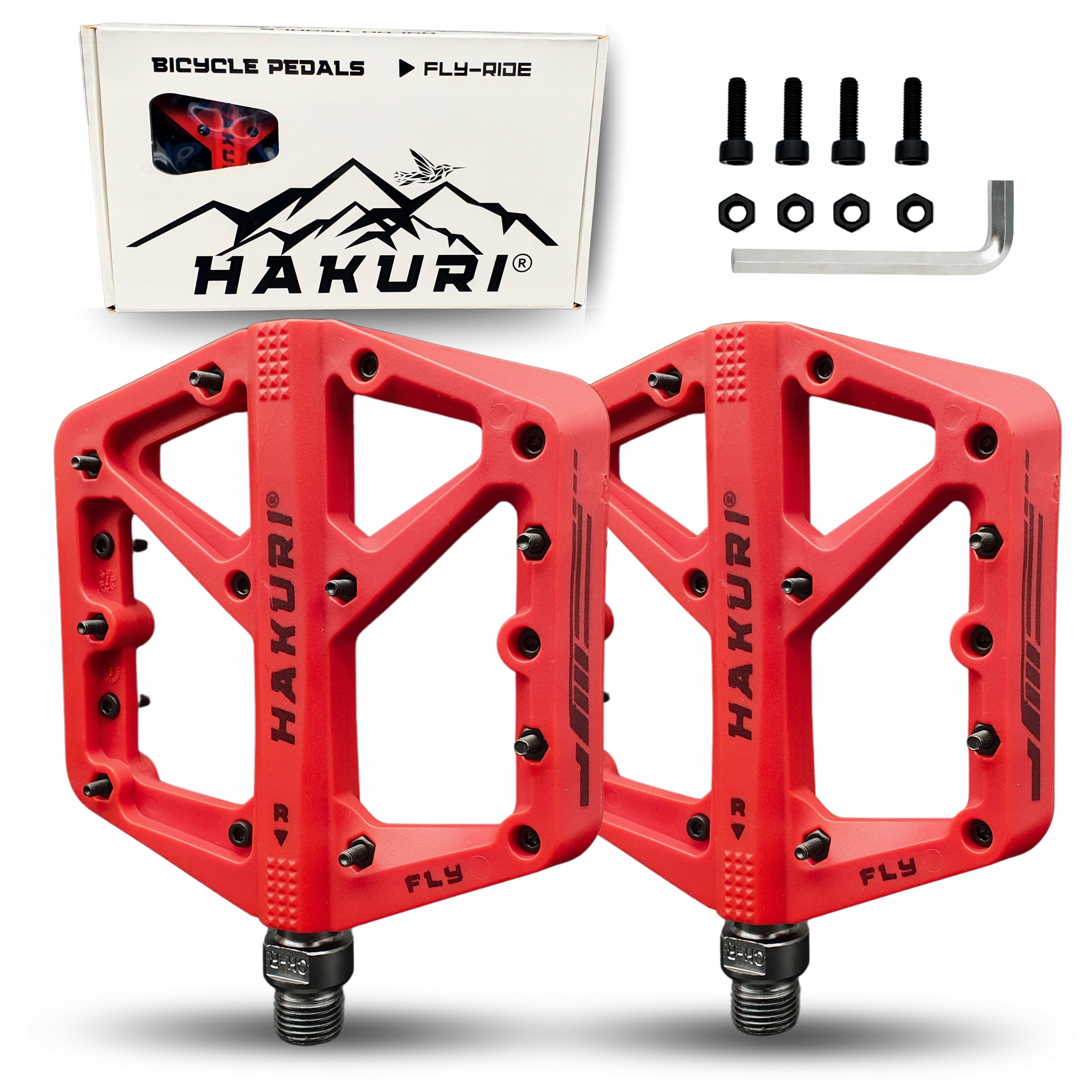 Pedały rowerowe Czerwone platformowe Mtb lekkie antypoślizgowe duże Piny