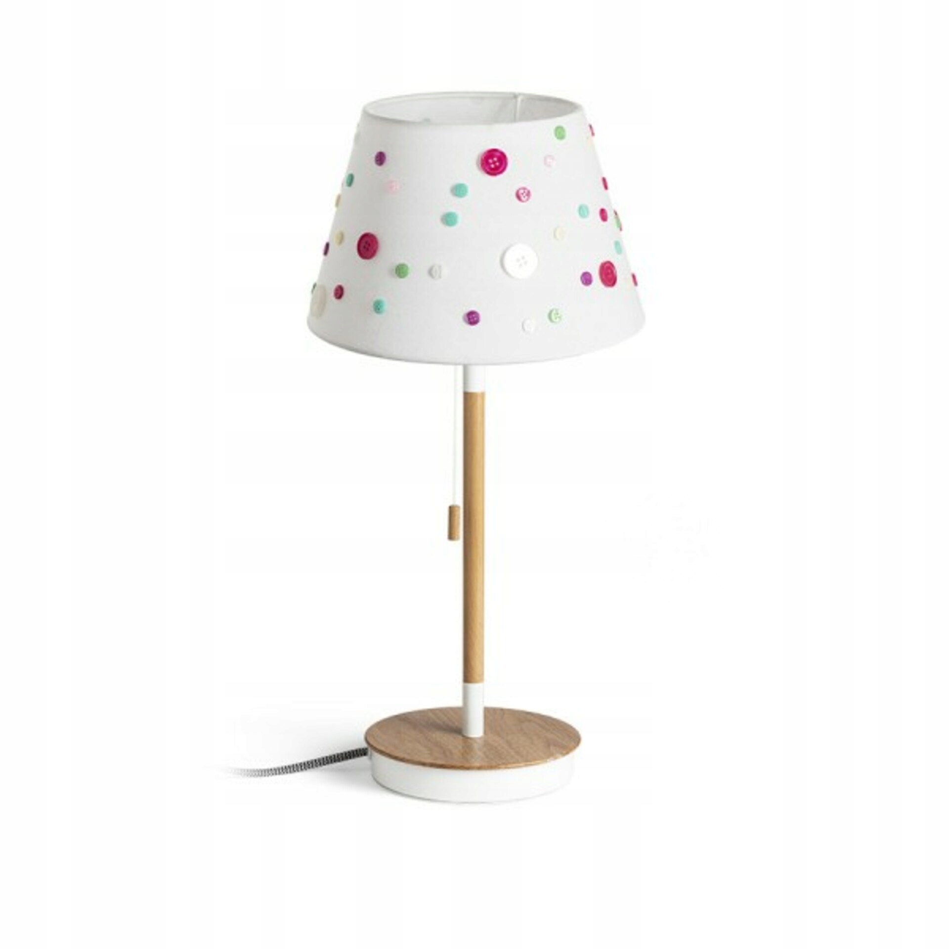 Stolná lampa Rendl Keith/delisa Usb biela/buk, gombíky, E27, 7W