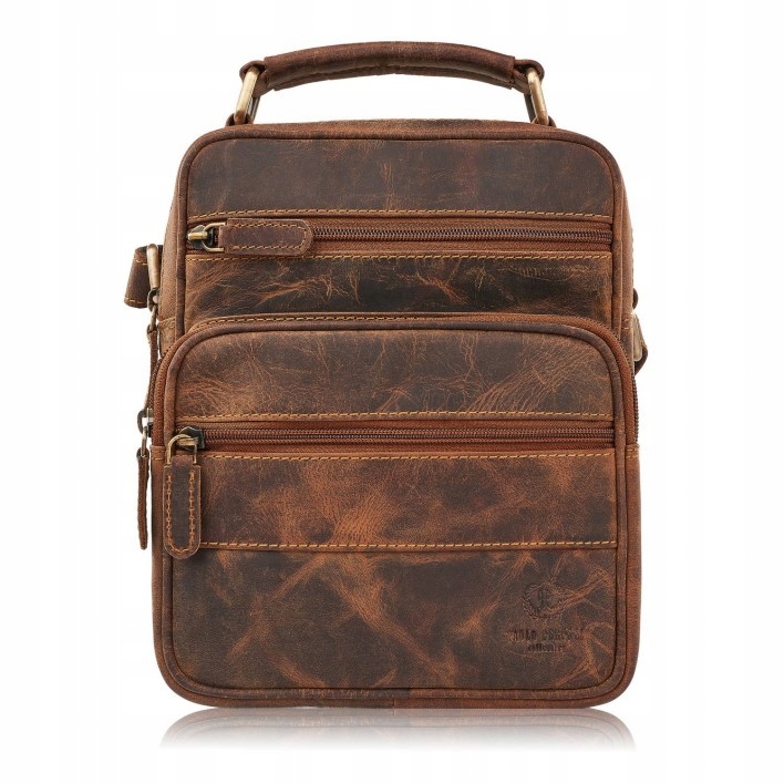 Pánská kožená taška přes rameno do práce vintage hnědá Paolo Peruzzi