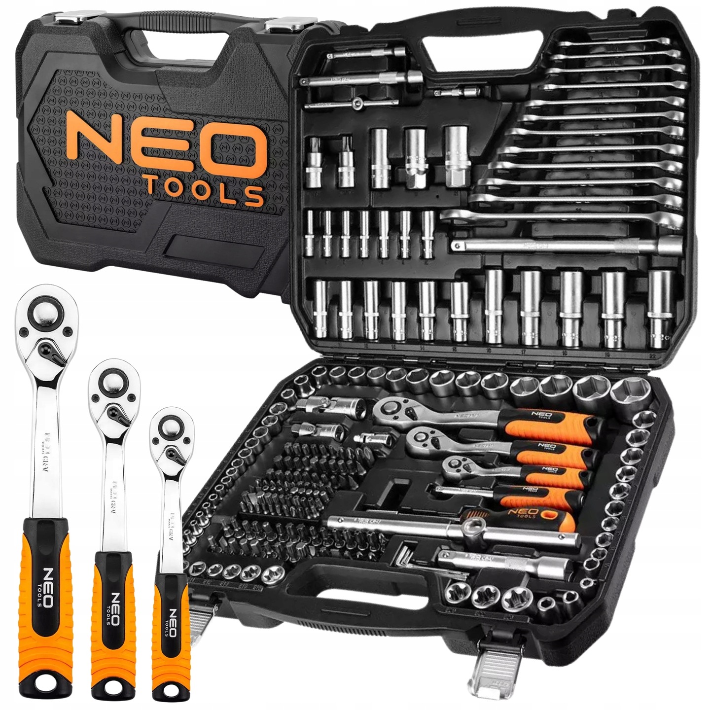 Neo Zestaw Kluczy Nasadowych 216 el. 1/2" 1/4" 3/8" Klucze Nasadowe CrV