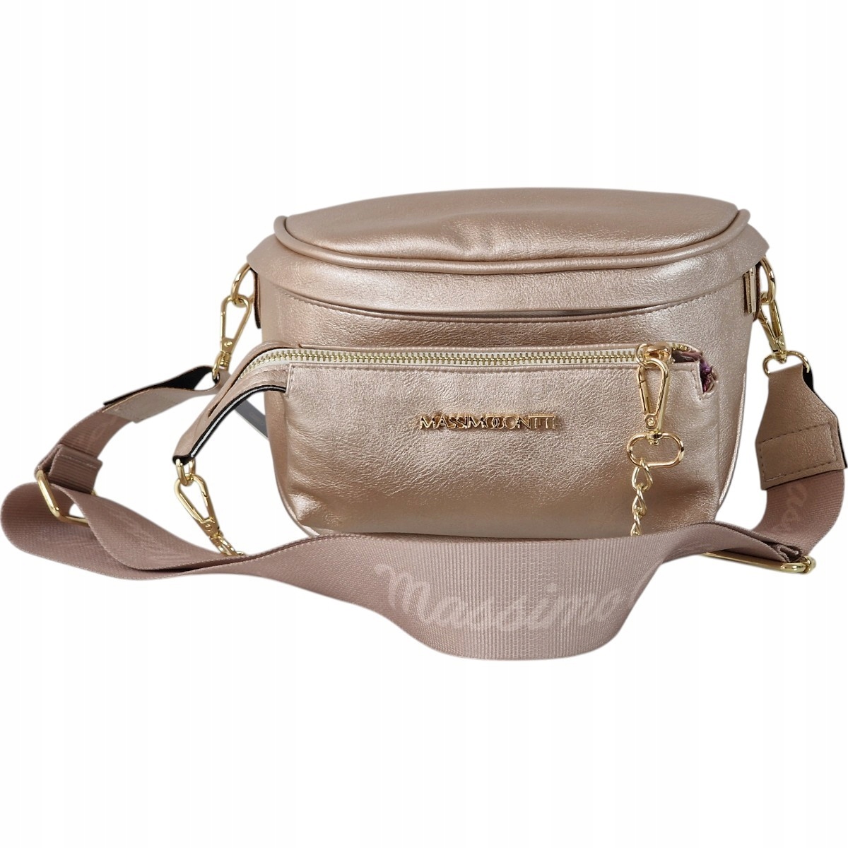 Massimo Contti kabelka přes rameno ledvinka sáček zlatá eko kůže