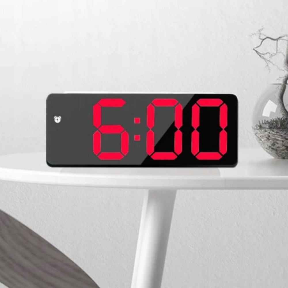 BUDZIK ZEGAR ELEKTRONICZNY STOJĄCY ELEKTRYCZNY LED USB TERMOMETR DUZE CYFRY Szerokość całkowita 16 cm