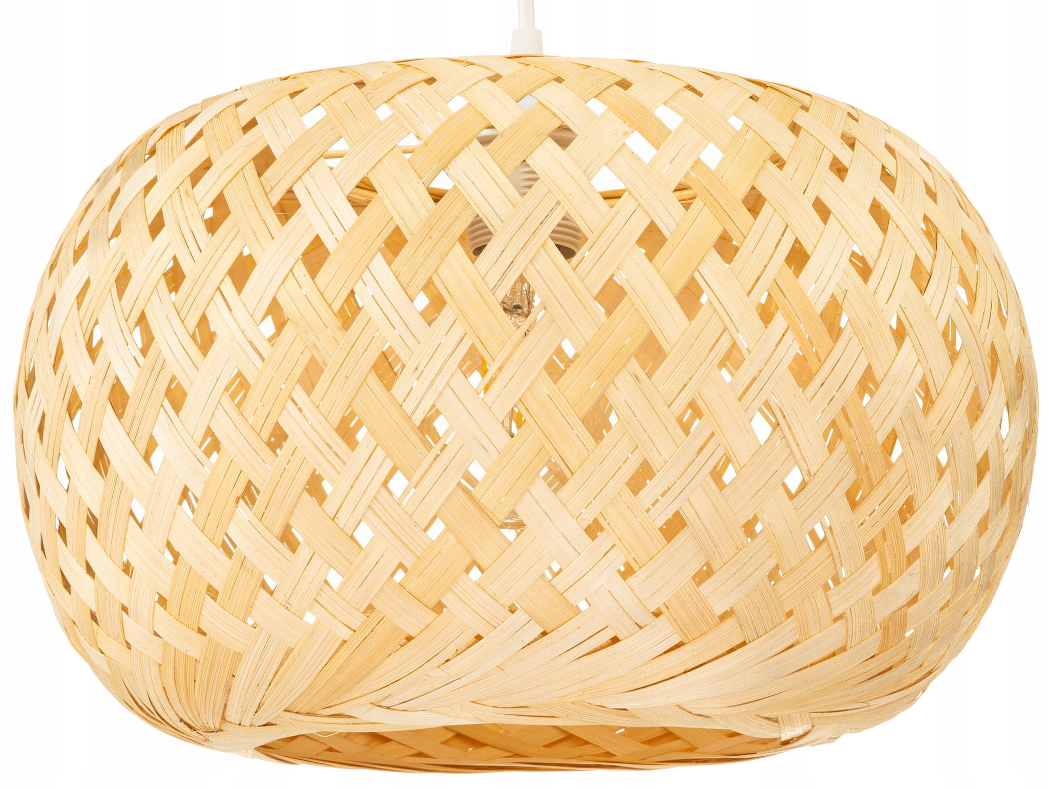 Lampa wisząca biała Boho bambusowa 35cm BMB02