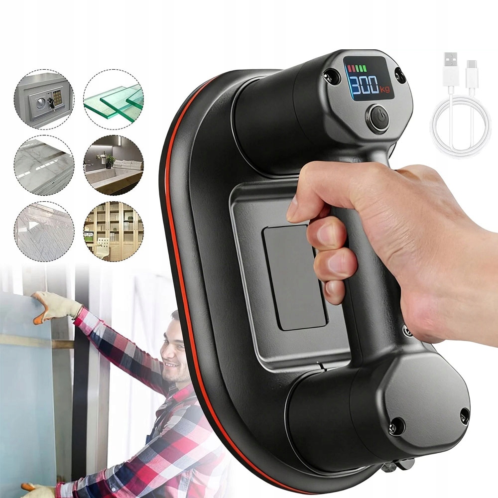 300 Kg Přísavka S Baterií 4000 Mah, Guma 14 MM Pro Dlaždice A Dřevěné Panely