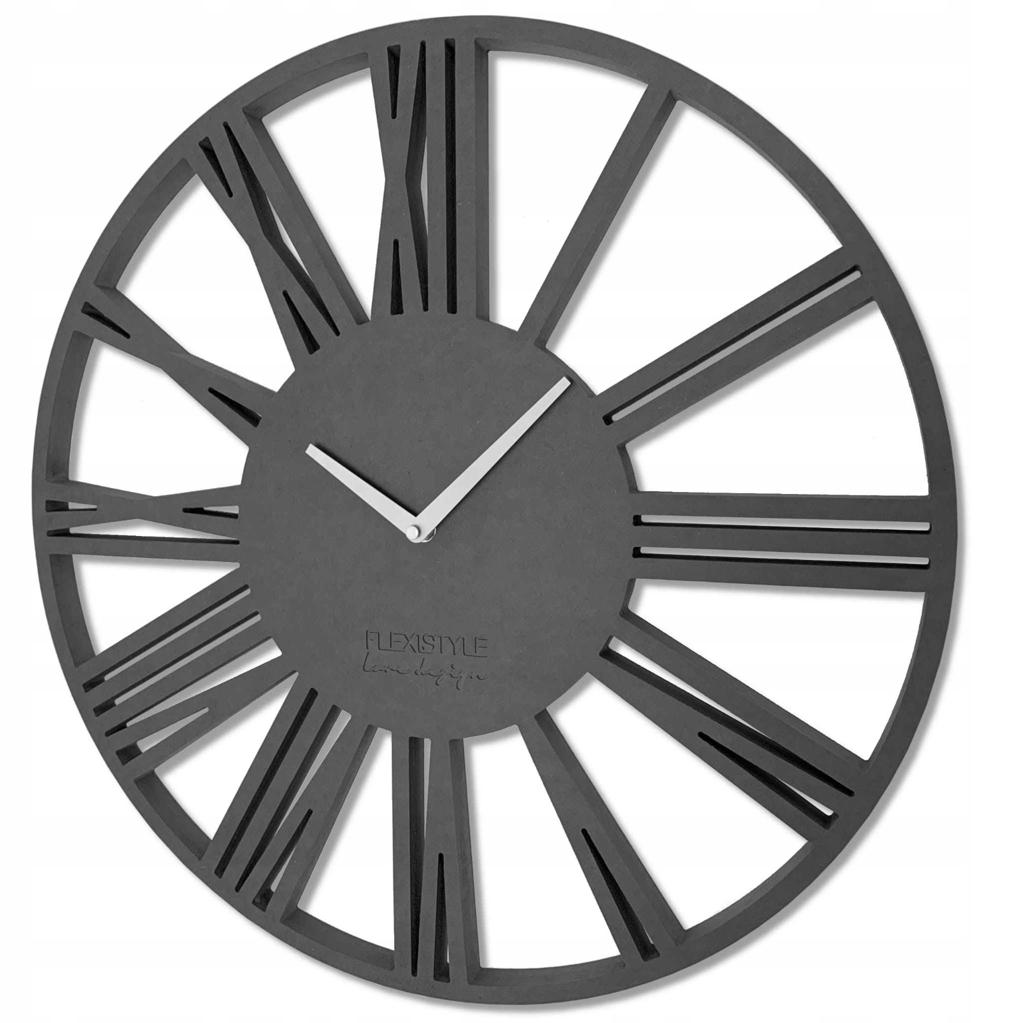 Velké nástěnné hodiny Loft šedé, tiché, 50 cm
