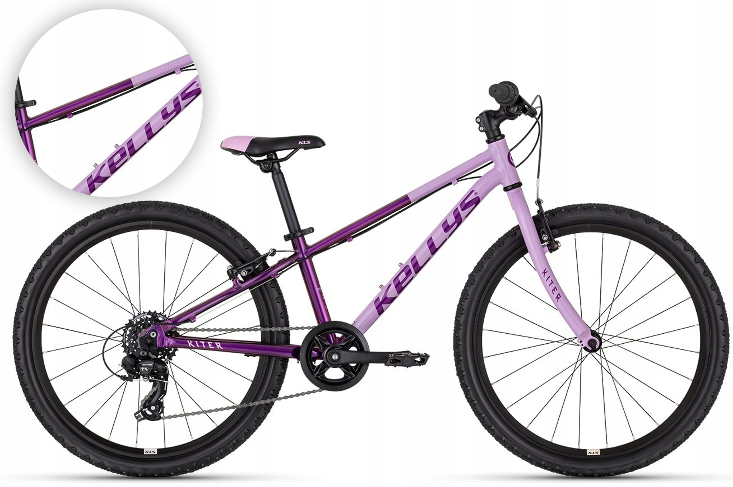 Rower dziecięcy 24" Kellys Kiter 30 rama 11" Festival Fuchsia fioletowy R26