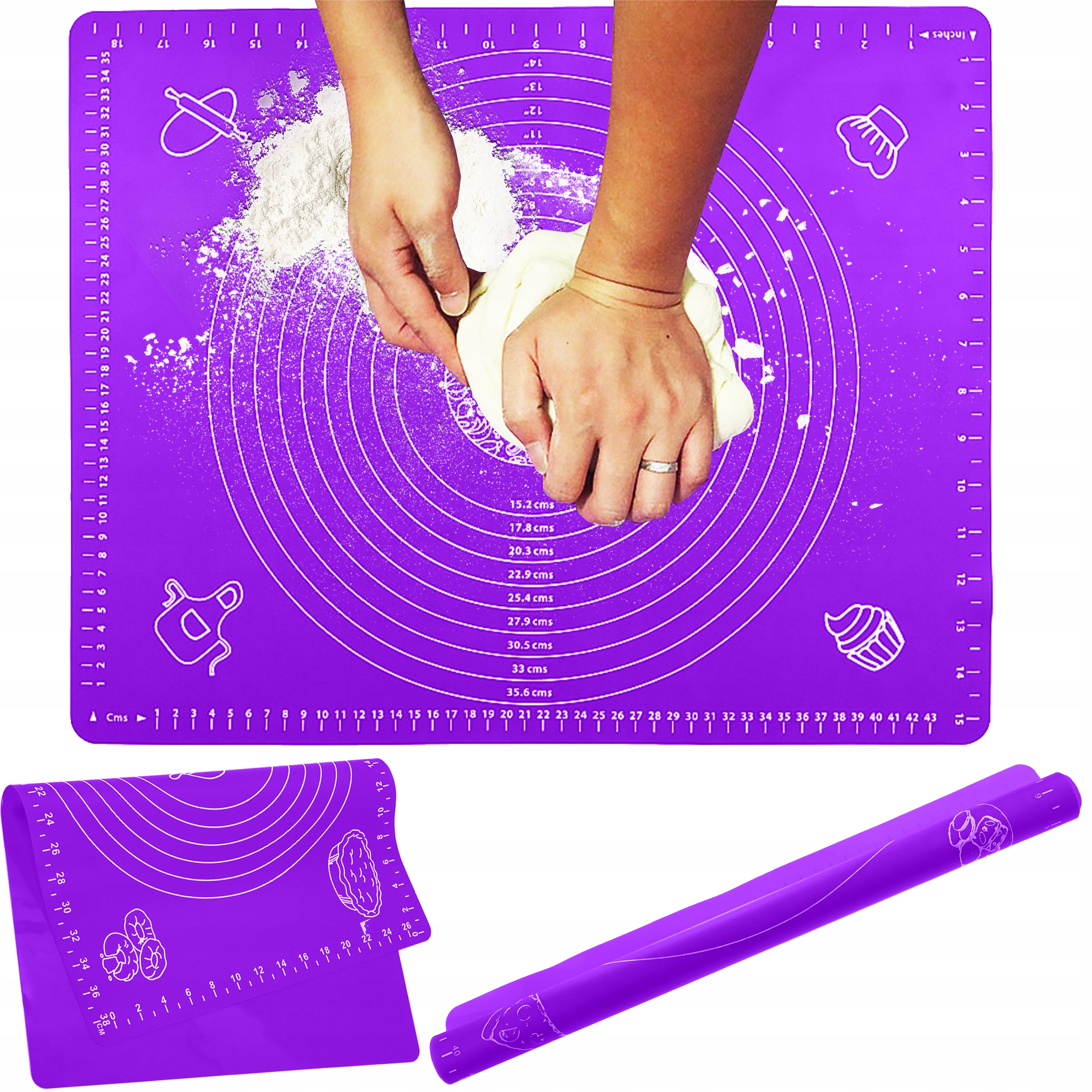 DUŻA STOLNICA SILIKONOWA MATA KUCHENNA Z MIARAMI