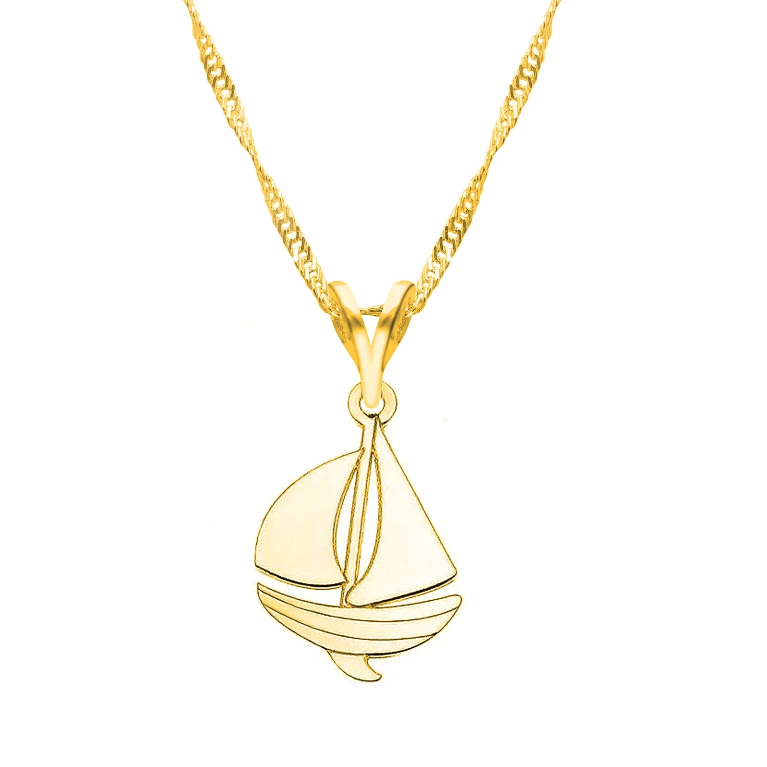 Náhrdelník Zlatý 925 Loďka Loď Přívěsek Loď Moře Cestování Oceán Dárek