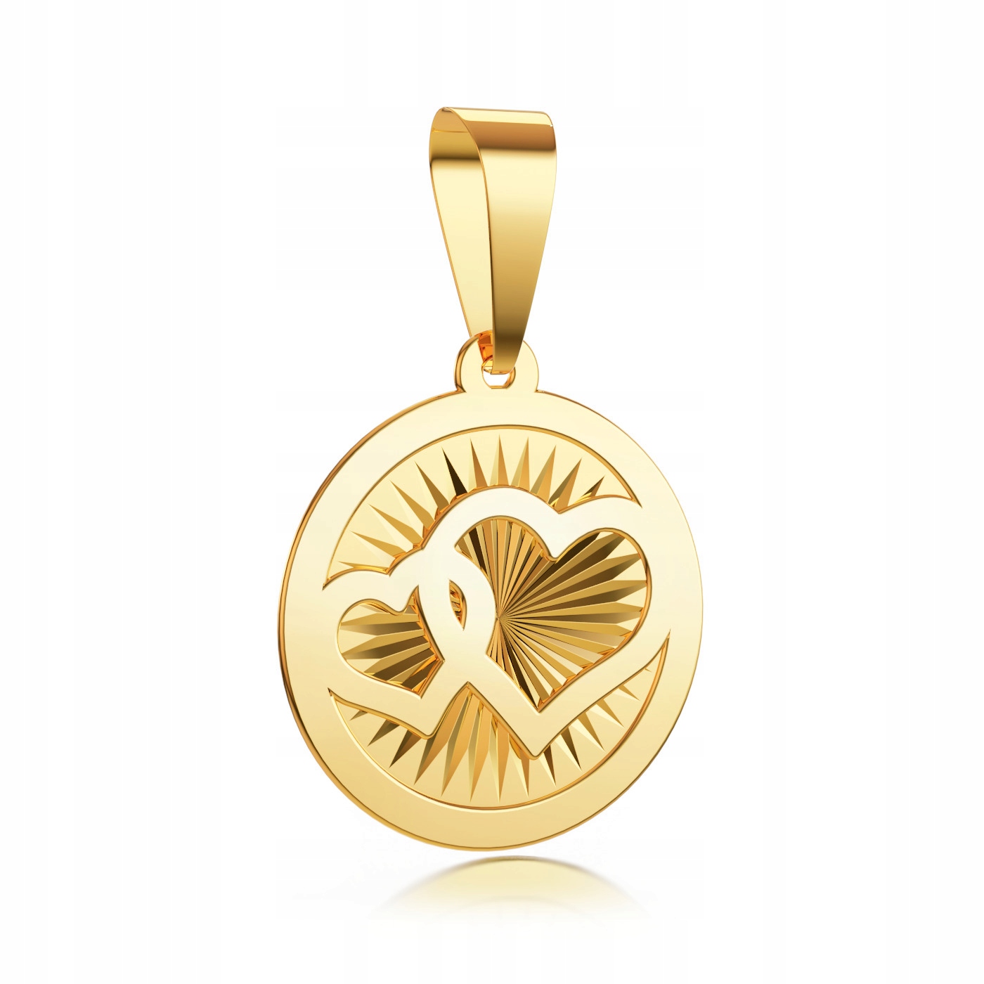 

Złota Zawieszka 585 Serce Prezent 3D + Gratisy