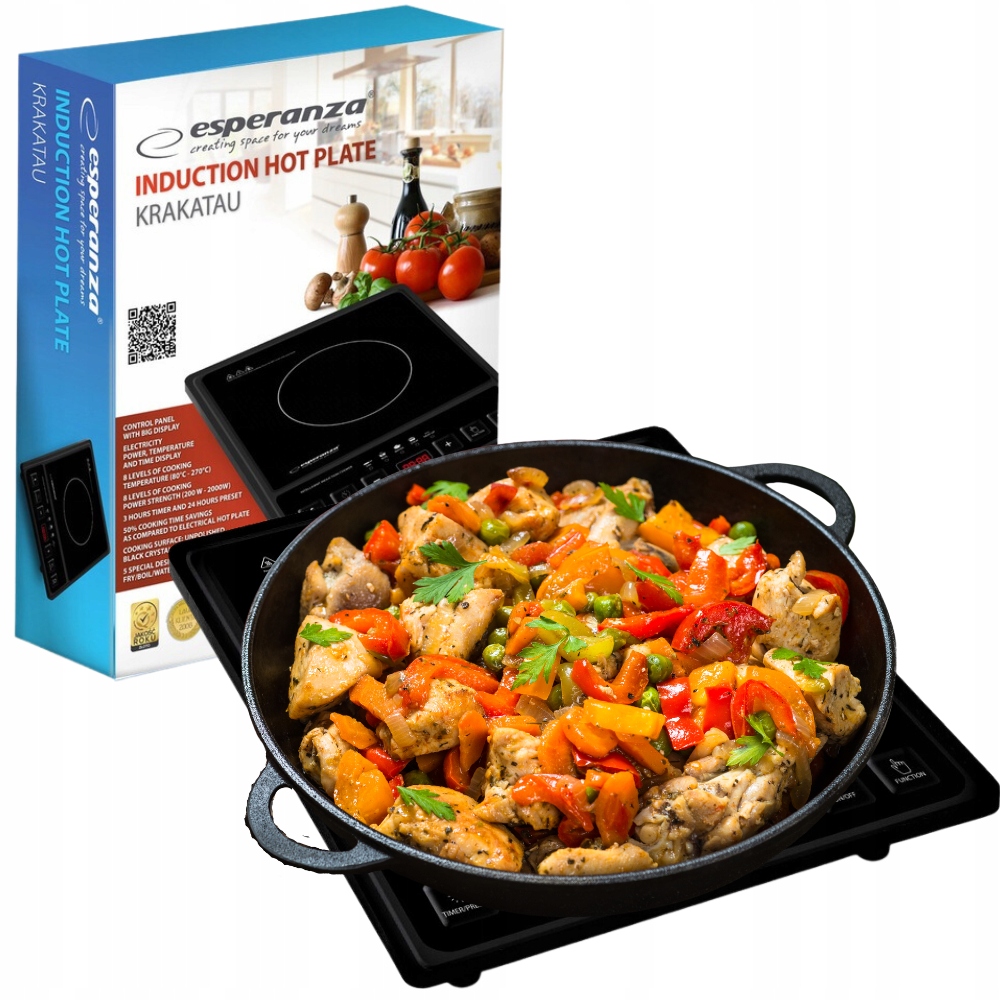 KUCHENKA INDUKCYJNA 1-PALNIKOWA KRAKATAU ELEKTRYCZNA PŁYTA WOLNOSTOJĄCA Marka Esperanza