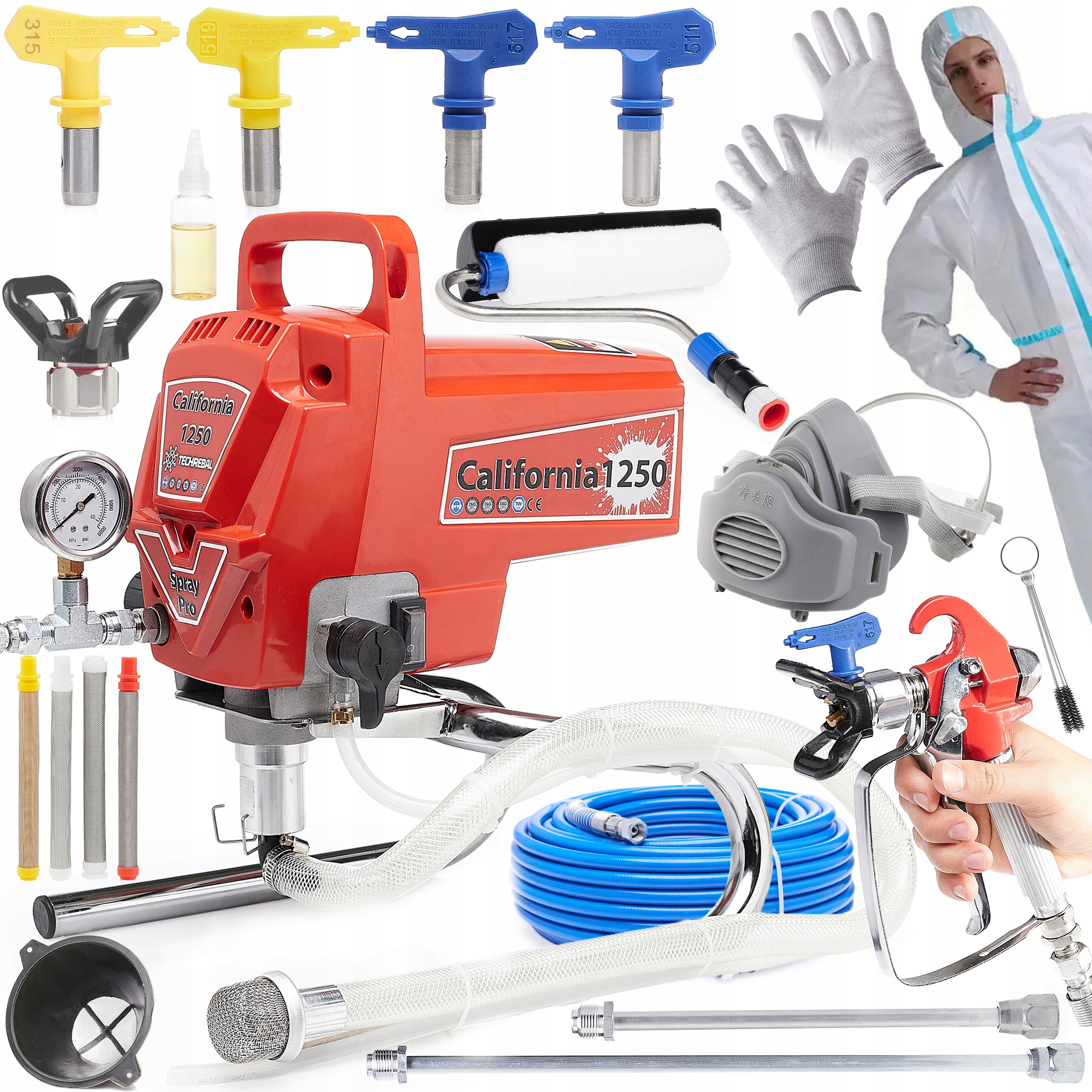 Pístový Malířský Agregát 1200W 2L/MIN trysky váleček na stěny stropů