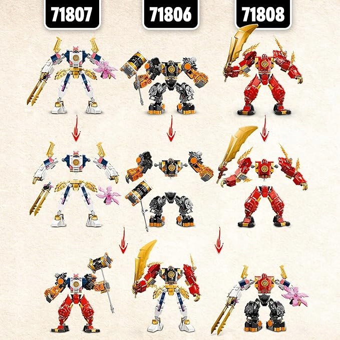 KLOCKI LEGO NINJAGO 71807 MECH ŻYWIOŁU TECHNOLOGII SORY + TORBA NA PREZENT Wiek dziecka 7 lat +