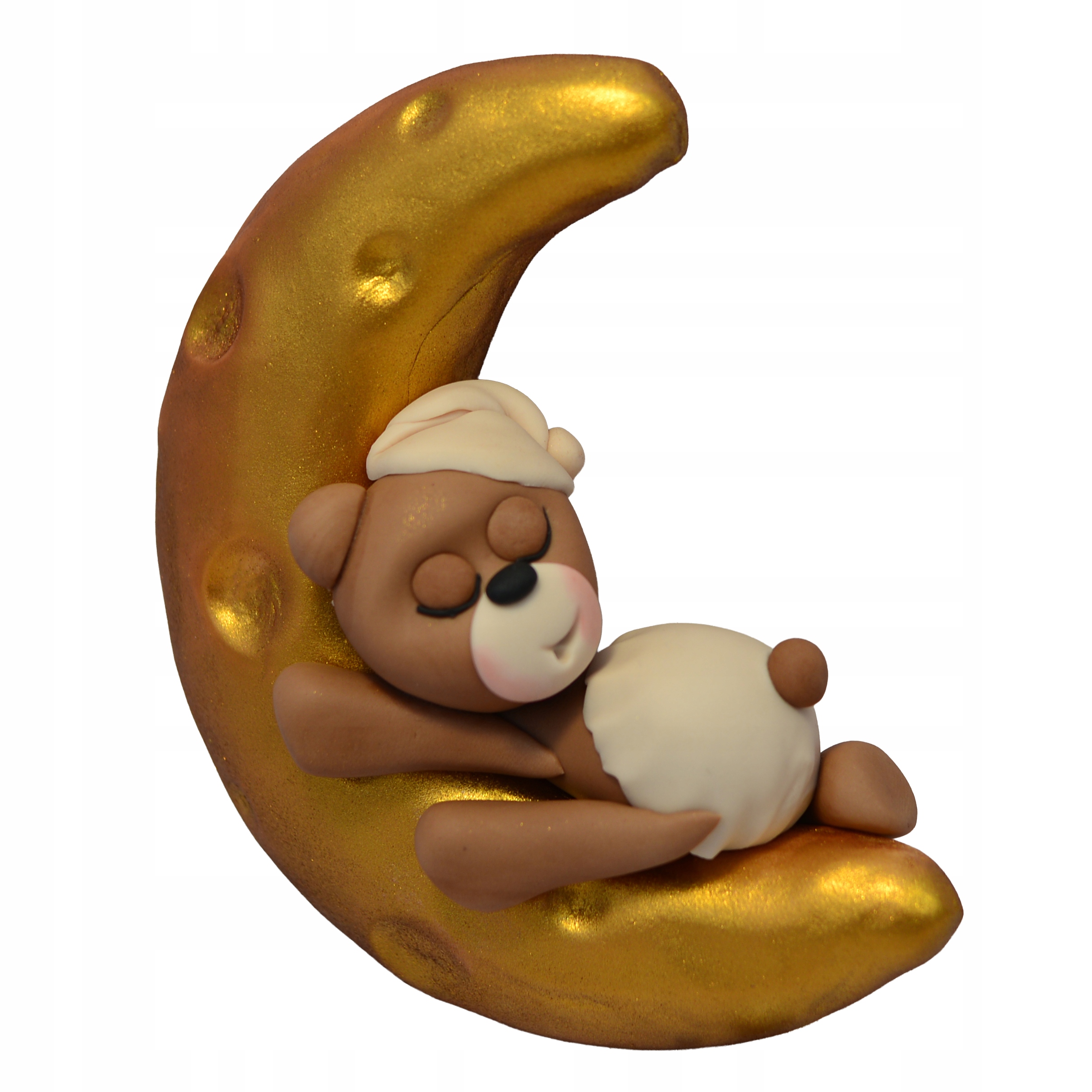 Miś na księżycu figurka cukrowa na tort chrzest baby shower