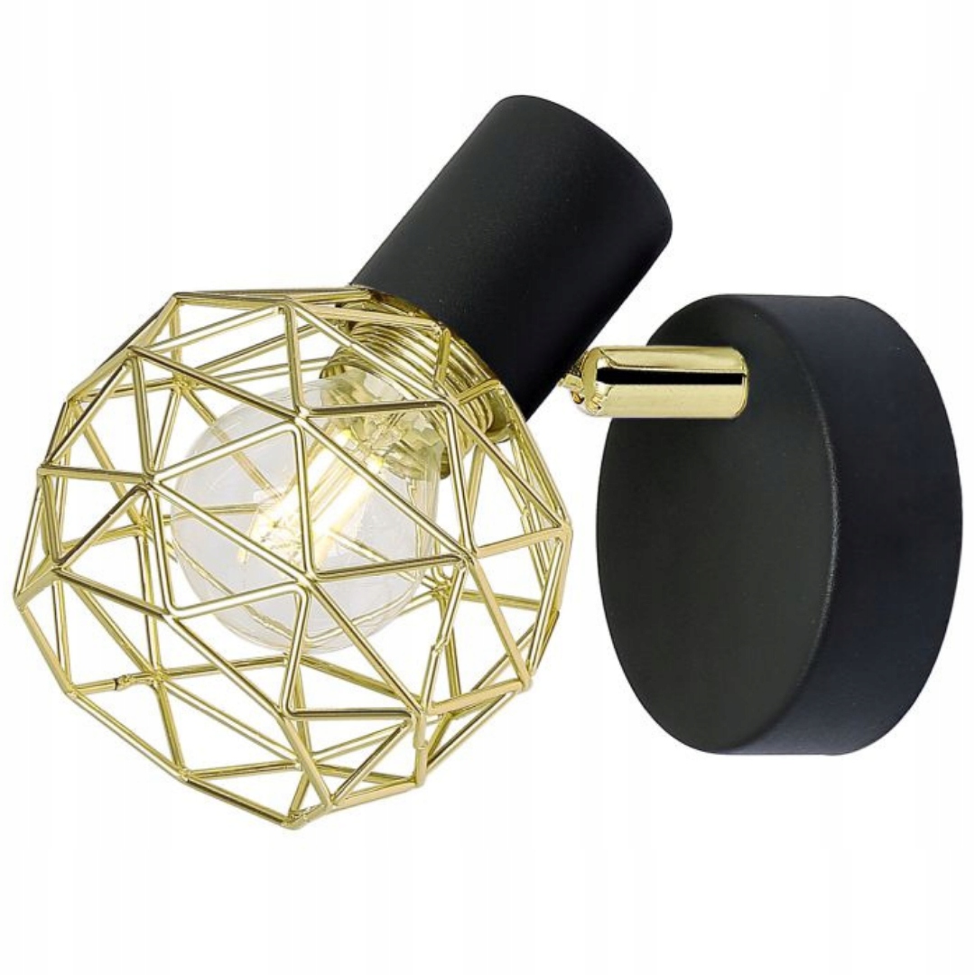 Nástěnná lampa Acrobat 1x E14 40W Černé Klosz Zlatý Loftový košík