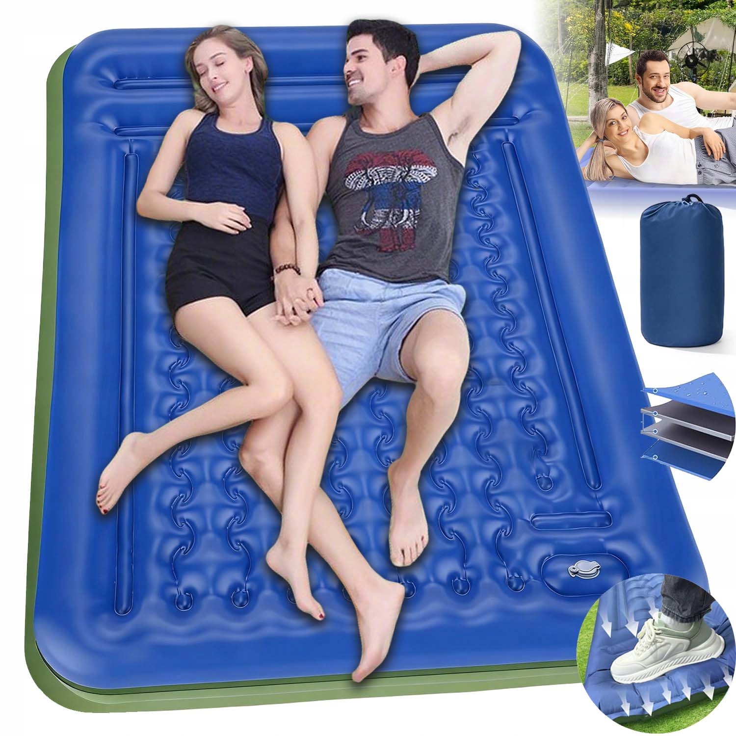 Matrace Samonafukovací Kempingová Turistická Podložka Lehká Praktická 200 x 134 cm