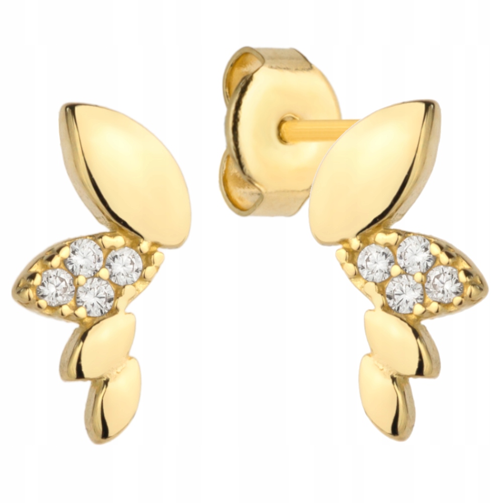 

Kolczyki złote cztery elipsy złote i z cyrkonii