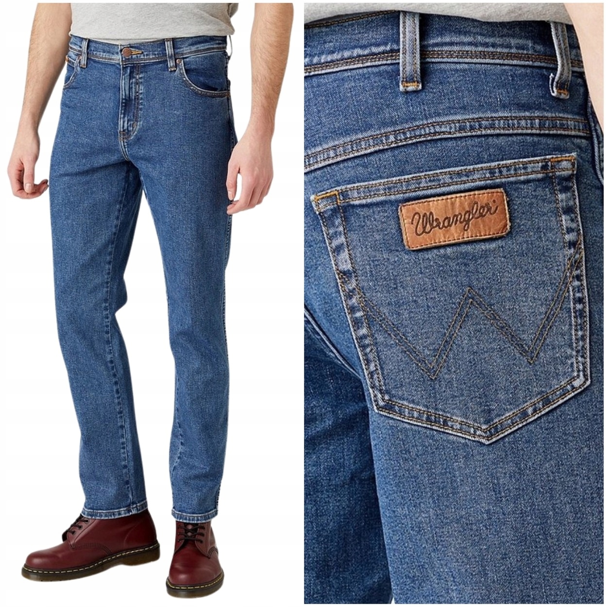 Wrangler Texas Slim Stonewash lehce přiléhavé džínové kalhoty W42 L36