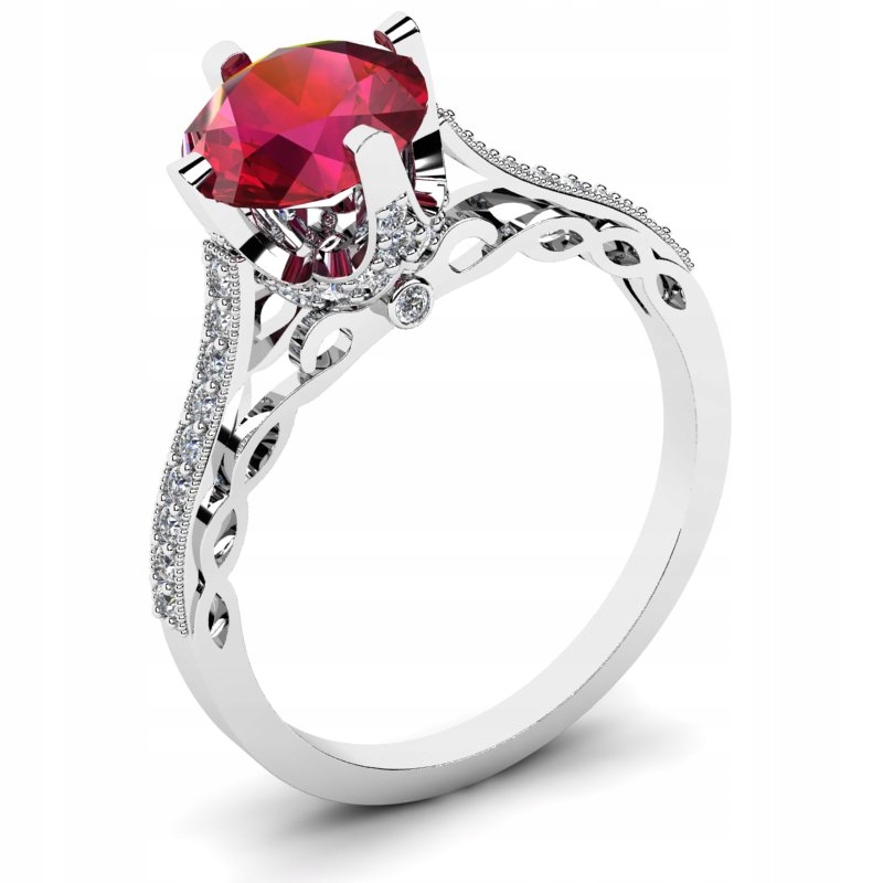 

Pierścionek Białe Złoto Z Czerwoną Cyrkonią