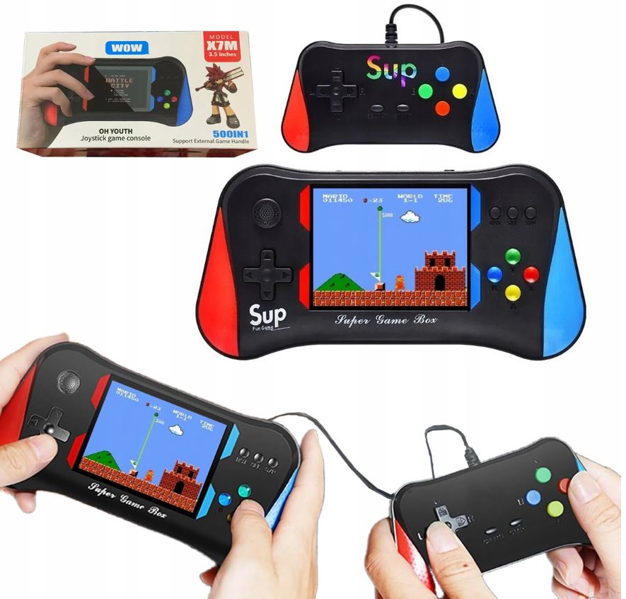 GRA TELEWIZYJNA KONSOLA PRZENOŚNA DO GIER RETRO 500 GIER + PAD DO GRY WE 2